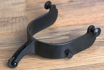 Hilason Western Black Steel Mens Rodeo Horse Riding Spurs Pair W/ 1 Inch Band